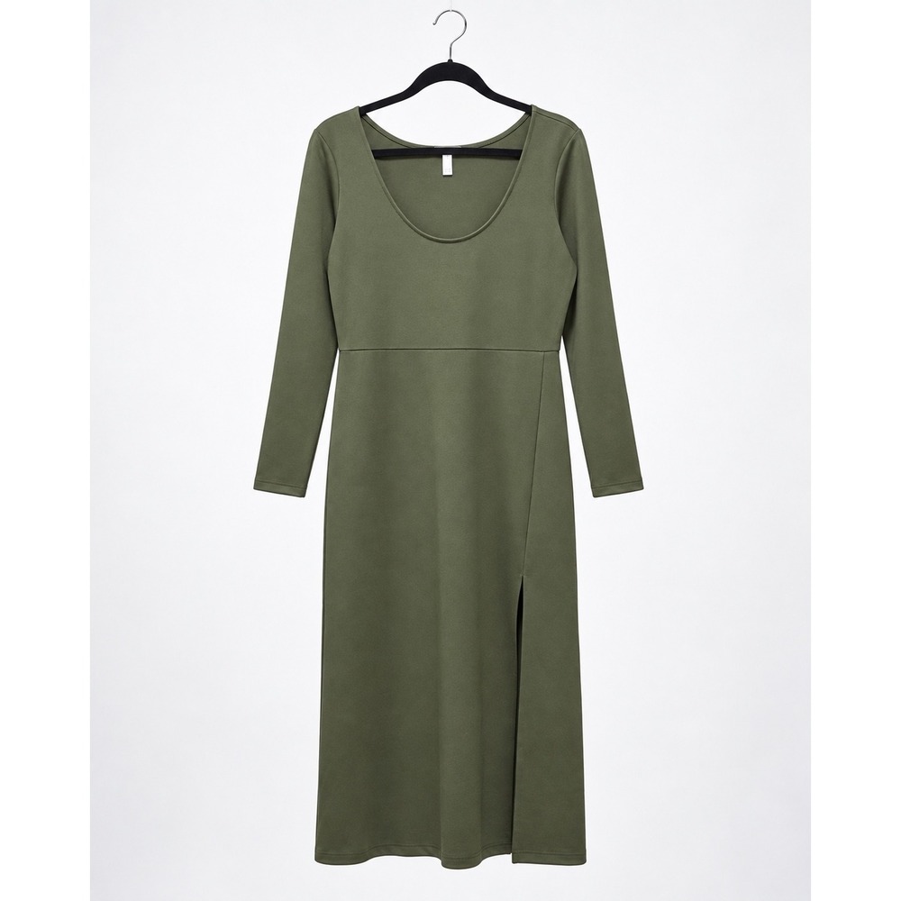 NWT Leith Womens Olive Green Long Sleeve Scoop Neck Midi Dress XL TL436894MI